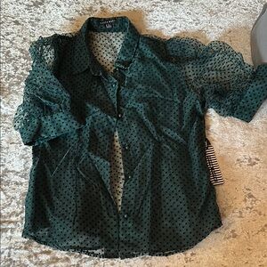 Sheer Green Polka Dot Blouse